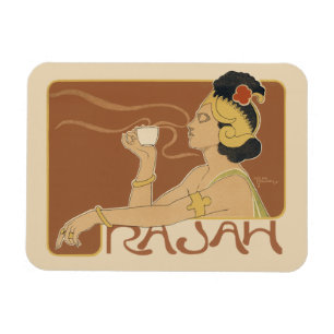 Vintages Jugendstil-Café Rajah, Lady mit Kaffee Magnet