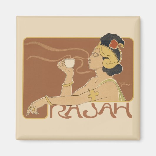Vintages Jugendstil-Café Rajah, Lady mit Kaffee Magnet (Vorne)