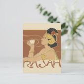 Vintages Jugendstil-Café Rajah, Lady mit Kaffee Postkarte (Stehend Vorderseite)