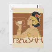 Vintages Jugendstil-Café Rajah, Lady mit Kaffee Postkarte (Vorne/Hinten)