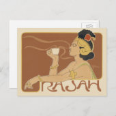 Vintages Jugendstil-Café Rajah, Lady mit Kaffee Postkarte (Vorne/Hinten)