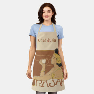 Vintages Jugendstil-Café Rajah, Lady mit Kaffee Schürze