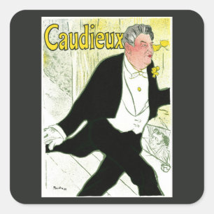 Vintages Jugendstil, Caudieux von Toulouse Lautrec Quadratischer Aufkleber