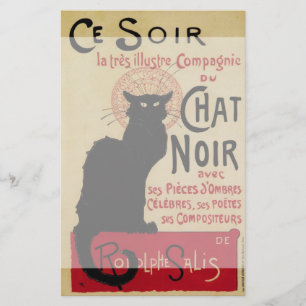 Vintages Jugendstil, Ce Soir Chat Noir Black Cat Briefpapier