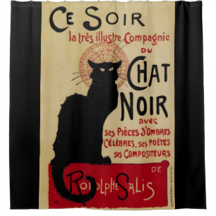 Vintages Jugendstil, Ce Soir Chat Noir Black Cat Duschvorhang
