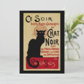 Vintages Jugendstil, Ce Soir Chat Noir Black Cat Einladung (Stehend Vorderseite)