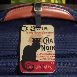 Vintages Jugendstil, Ce Soir Chat Noir Black Cat Gepäckanhänger
