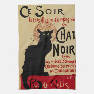 Vintages Jugendstil, Ce Soir Chat Noir Black Cat Handtuch