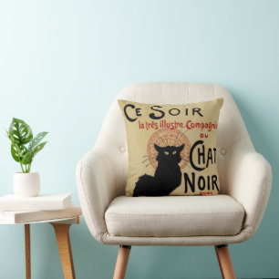 Vintages Jugendstil, Ce Soir Chat Noir Black Cat Kissen