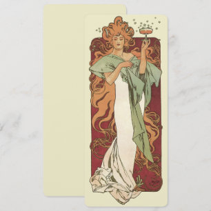 Vintages Jugendstil, Champagner von Alphonse Mucha Einladung