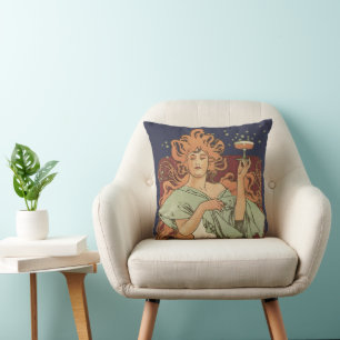 Vintages Jugendstil, Champagner von Alphonse Mucha Kissen