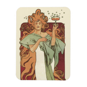Vintages Jugendstil, Champagner von Alphonse Mucha Magnet