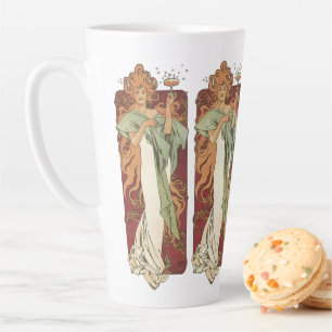 Vintages Jugendstil, Champagner von Alphonse Mucha Milchtasse