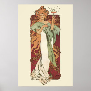 Vintages Jugendstil, Champagner von Alphonse Mucha Poster