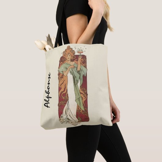 Vintages Jugendstil, Champagner von Alphonse Mucha Tasche (Von Nahem)