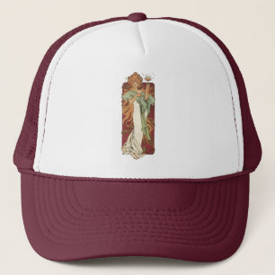 Vintages Jugendstil, Champagner von Alphonse Mucha Truckerkappe