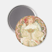 Vintages Jugendstil, Champenois von Alphonse Mucha Magnet (Vorderseite/Rückseite)
