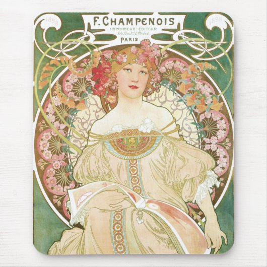 Vintages Jugendstil, Champenois von Alphonse Mucha Mousepad (Vorne)