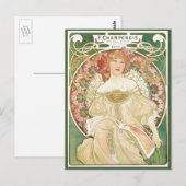 Vintages Jugendstil, Champenois von Alphonse Mucha Postkarte (Vorne/Hinten)