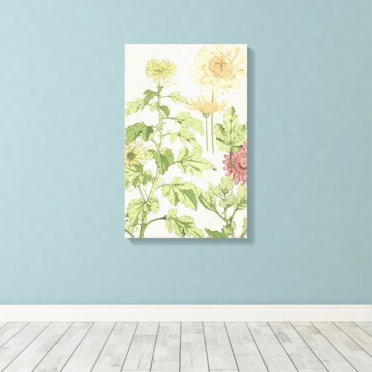 Vintages Jugendstil, Chrysanthemen im Garten Leinwanddruck (Insitu (Holzboden))