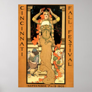 Vintages Jugendstil Cincinnati Fest Poster