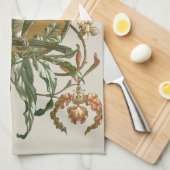 Vintages Jugendstil, Cockatoo Bird, Orchideen Blum Handtuch (Viertel Falte)