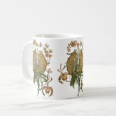Vintages Jugendstil, Cockatoo Bird, Orchideen Blum Kaffeetasse (Vorderseite Links)