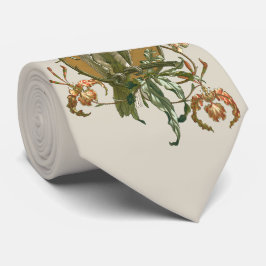 Vintages Jugendstil, Cockatoo Bird, Orchideen Blum Krawatte