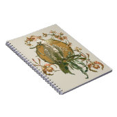 Vintages Jugendstil, Cockatoo Bird, Orchideen Blum Notizblock (Rechte Seite)