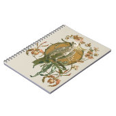 Vintages Jugendstil, Cockatoo Bird, Orchideen Blum Notizblock (Linke Seite)