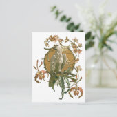 Vintages Jugendstil, Cockatoo Bird, Orchideen Blum Postkarte (Stehend Vorderseite)