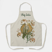 Vintages Jugendstil, Cockatoo Bird, Orchideen Blum Schürze (Vorderseite)