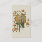 Vintages Jugendstil, Cockatoo Bird, Orchideen Blum Visitenkarte (Rückseite)