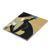 Vintages Jugendstil, Dame Drinking Marco Polo Tee Fliese (Seite)