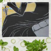 Vintages Jugendstil, Dame Drinking Marco Polo Tee Geschirrtuch (Gefaltet)