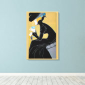 Vintages Jugendstil, Dame Drinking Marco Polo Tee Leinwanddruck (Insitu (Holzboden))