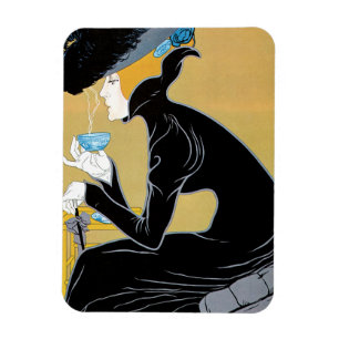 Vintages Jugendstil, Dame Drinking Marco Polo Tee Magnet