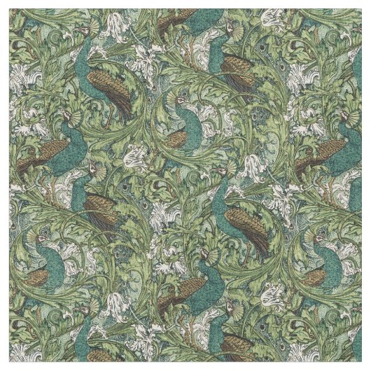 Vintages Jugendstil Das Pfauengarten-Muster Stoff (Nahaufnahme)