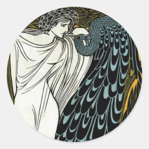 Vintages Jugendstil: Der Kuss von William Bradley Runder Aufkleber