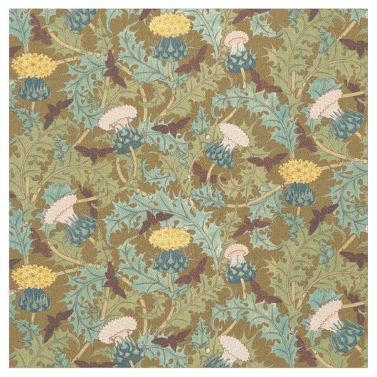 Vintages Jugendstil-Dickicht und Cicadas-Muster Stoff (Nahaufnahme)