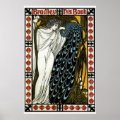 Vintages Jugendstil Dieser Kuss, Frau mit Pfau Poster (Vorne)