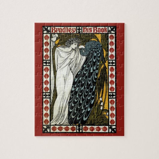 Vintages Jugendstil Dieser Kuss, Frau mit Pfau Puzzle (Vertikal)