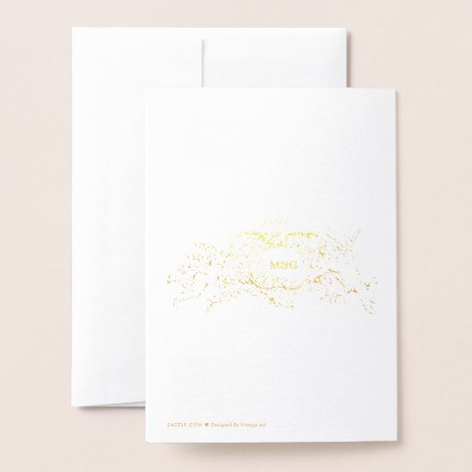 Vintages Jugendstil-Einladung Folienkarte (Rückseite mit Umschlag)