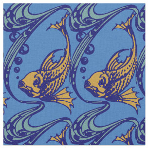 Vintages Jugendstil-Fischmuster Stoff