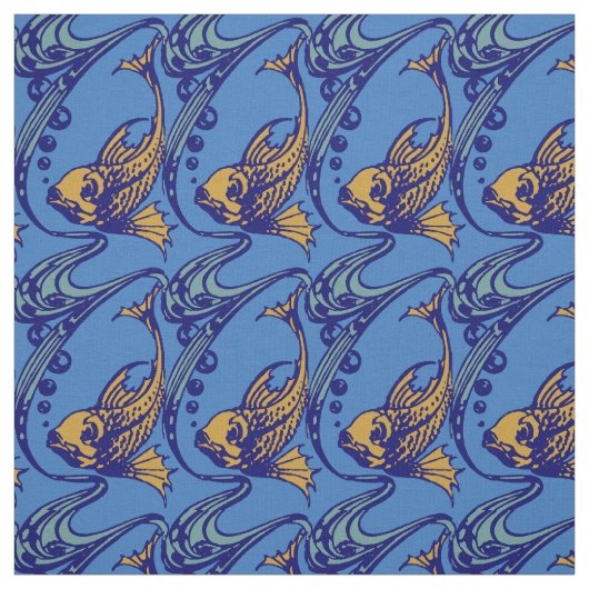 Vintages Jugendstil-Fischmuster Stoff (Muster)