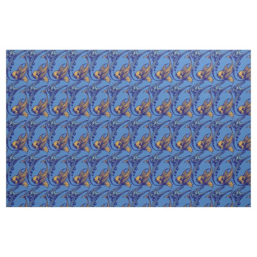 Vintages Jugendstil-Fischmuster Stoff (Fat Quarter (45,7 x 55,9 cm))