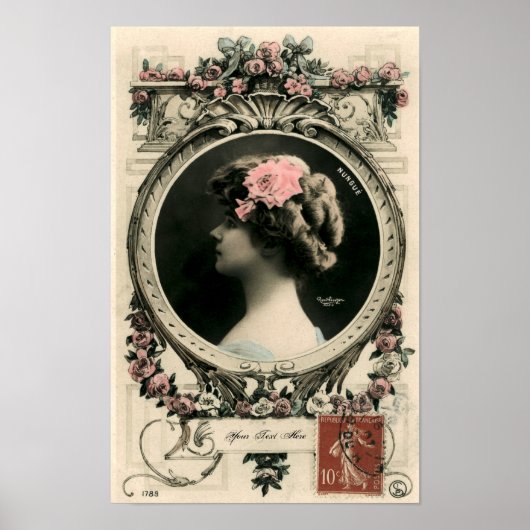 Vintages Jugendstil-Foto "Nungue" Vorlage Poster (Vorne)