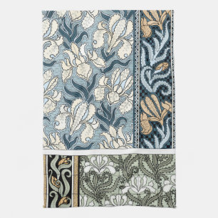 Vintages Jugendstil, Garten Iris Blume Geschirrtuch