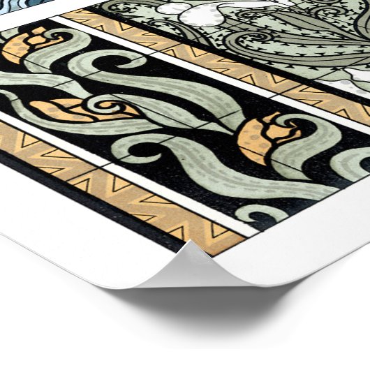 Vintages Jugendstil, Garten Iris Blume Poster (Ecke)