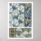 Vintages Jugendstil, Garten Iris Blume Poster (Vorne)